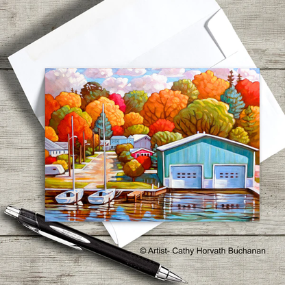 Port Stanley Hetty Boathouse Scene Art Card, 5x7 Greeting Card