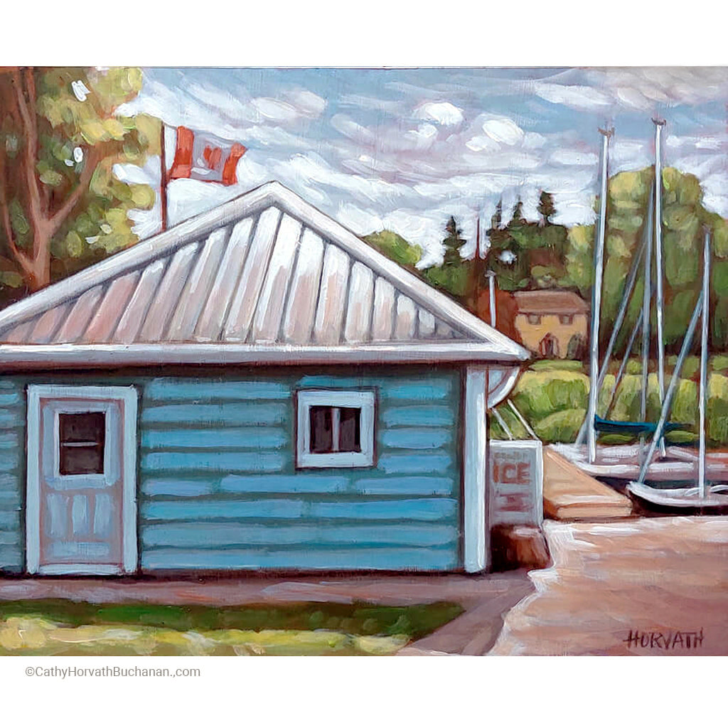 Port Sailing Club, Plein Air Original Painting 8x10 by artist cathy horvath buchanan