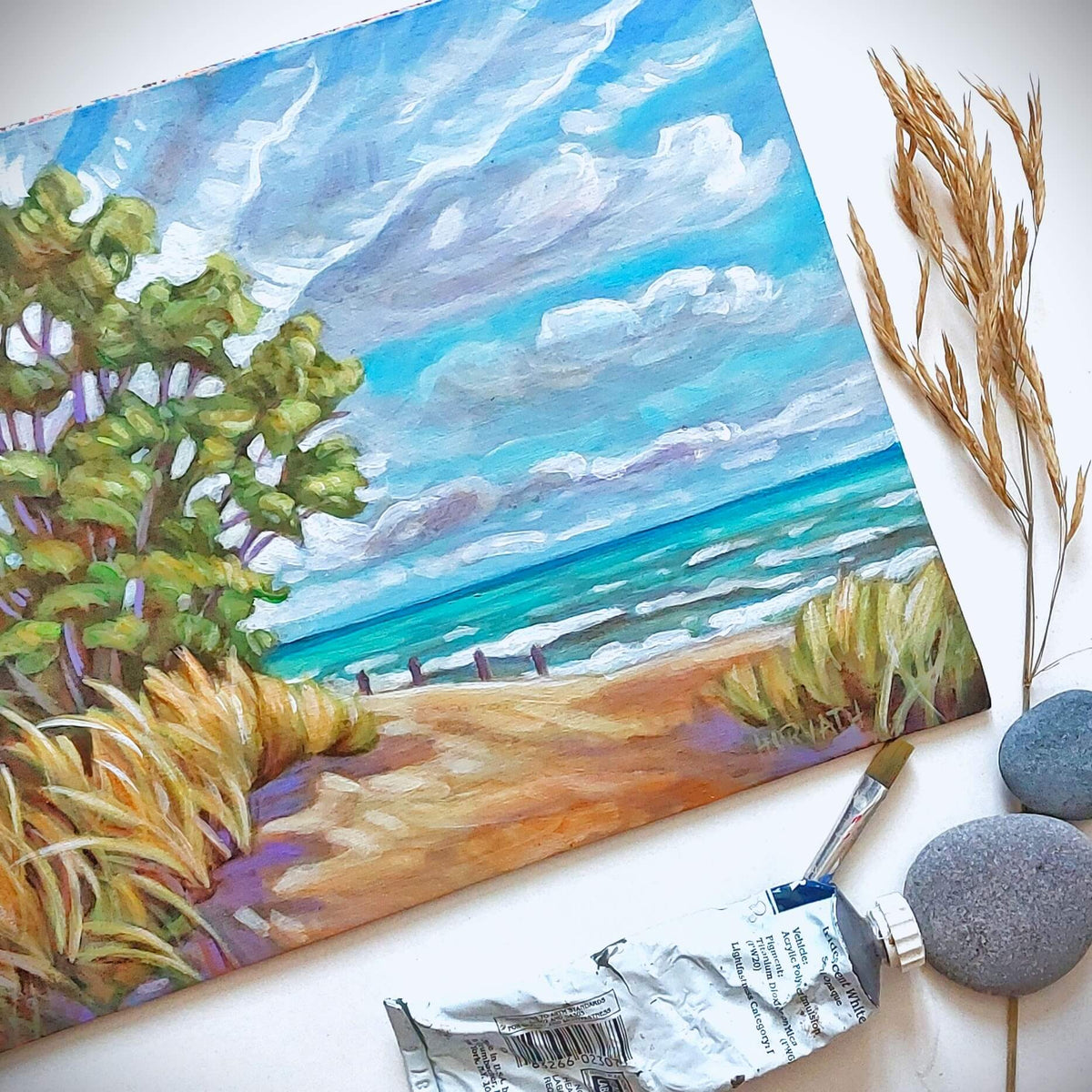 Pumphouse Beach, Plein Air Original Painting 8x10