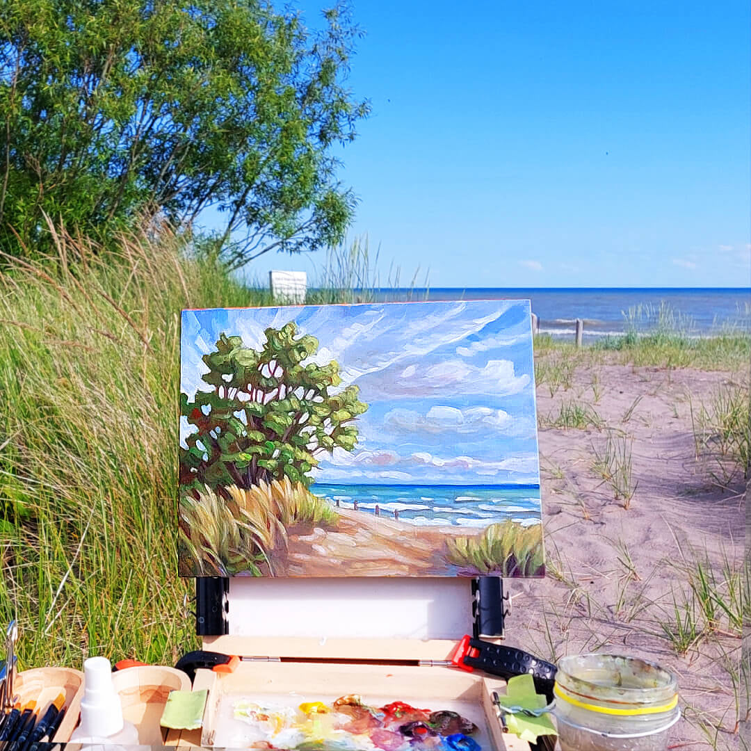 Pumphouse Beach, Plein Air Original Painting 8x10