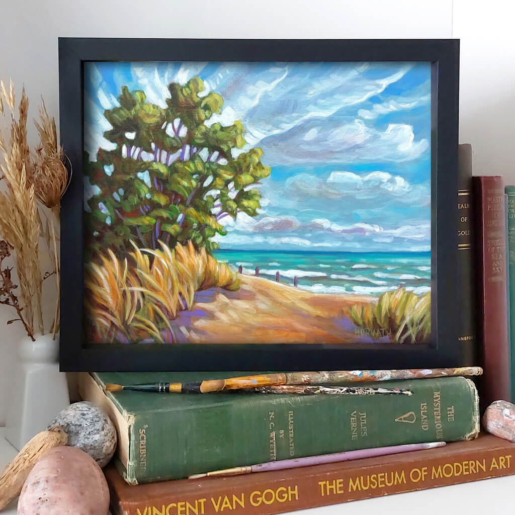 Pumphouse Beach, Plein Air Original Painting 8x10