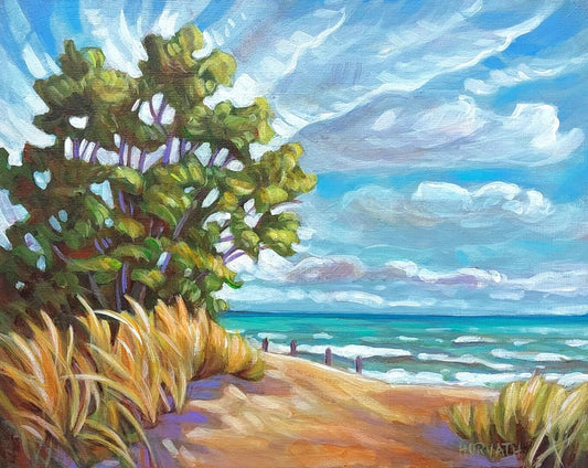 Pumphouse Beach, Plein Air Original Painting 8x10