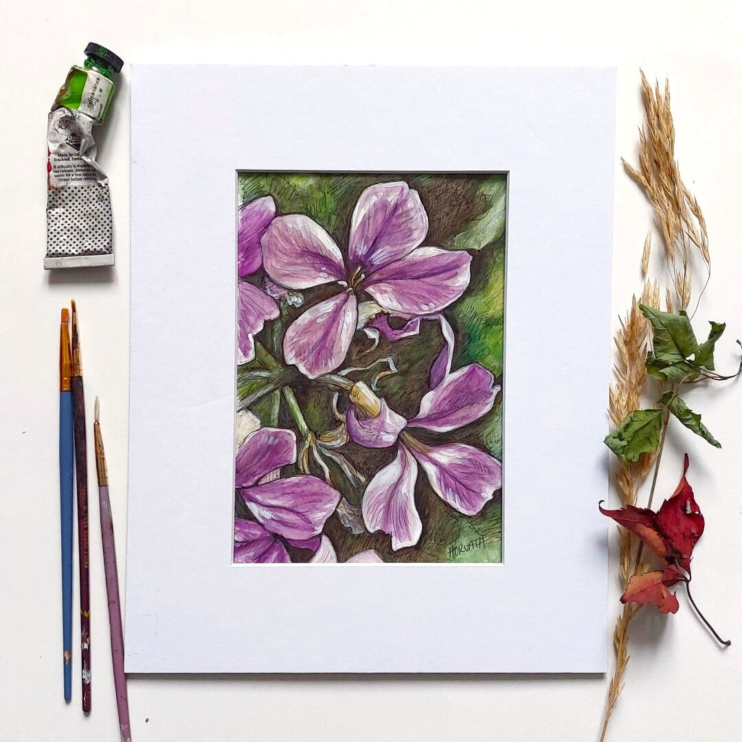 DAY 4 - Purple Petals - Original Daily Draw to Paint