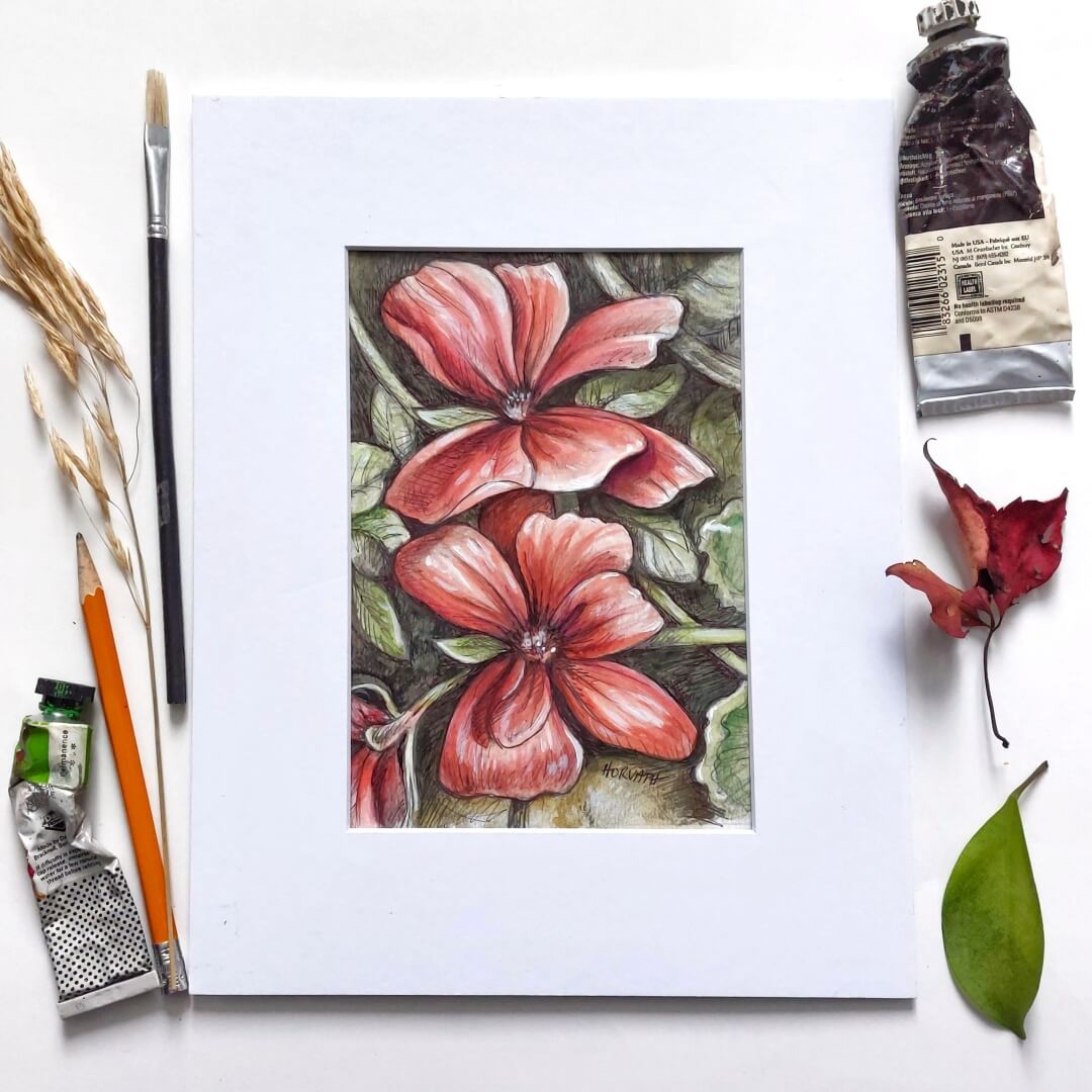 DAY 12 - Red Geranium- Original Daily Draw to Paint