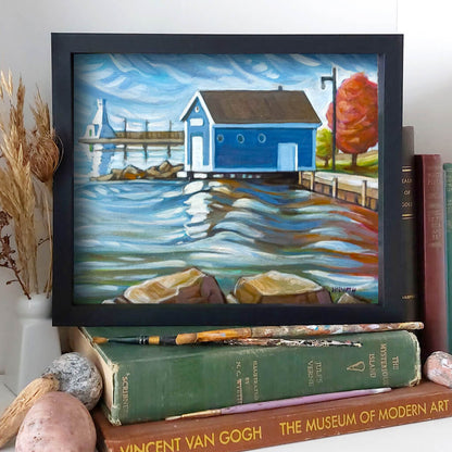 Harbour Rescue Pier, Plein Air Original Painting 8x10