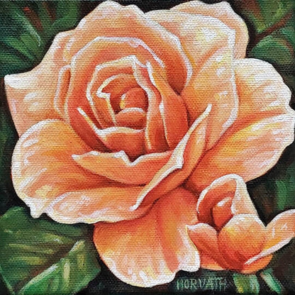 Rose, Wings Blooms, Original Painting 6x6