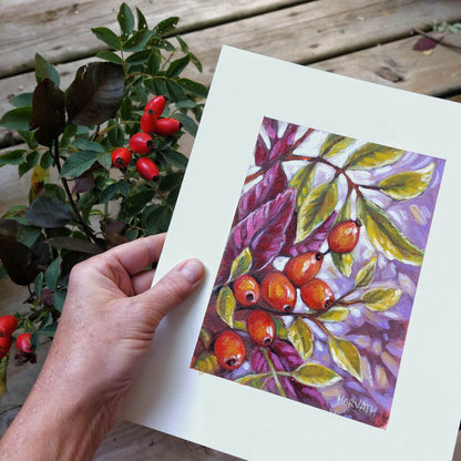 DAY 16 - Rose Berries Original Painting - Autumn Art Journal