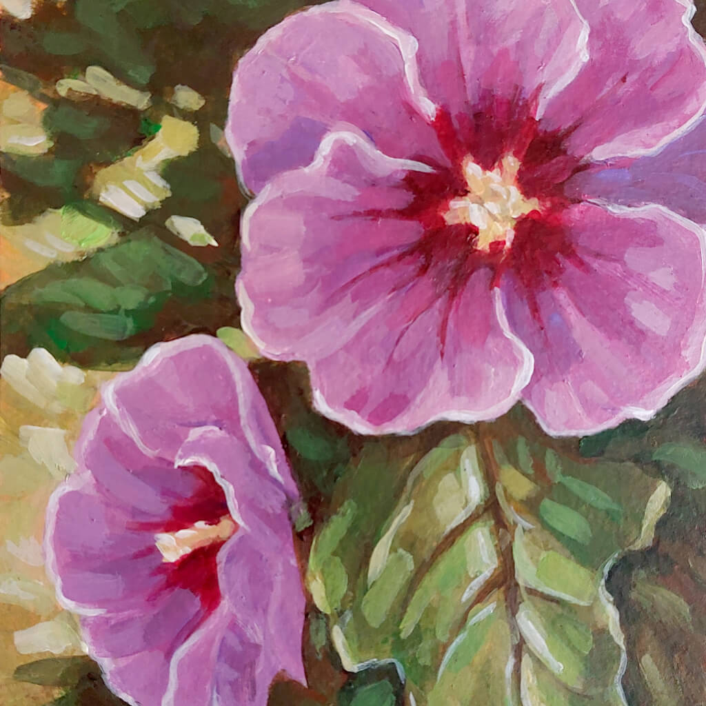 Rose of Sharon- Original Painting on Paper detail by artist Cathy Horvath Buchanan