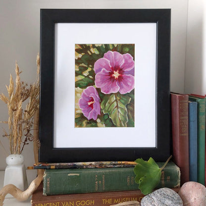 Rose of Sharon- Original Painting on Paper framed setting by artist Cathy Horvath Buchanan
