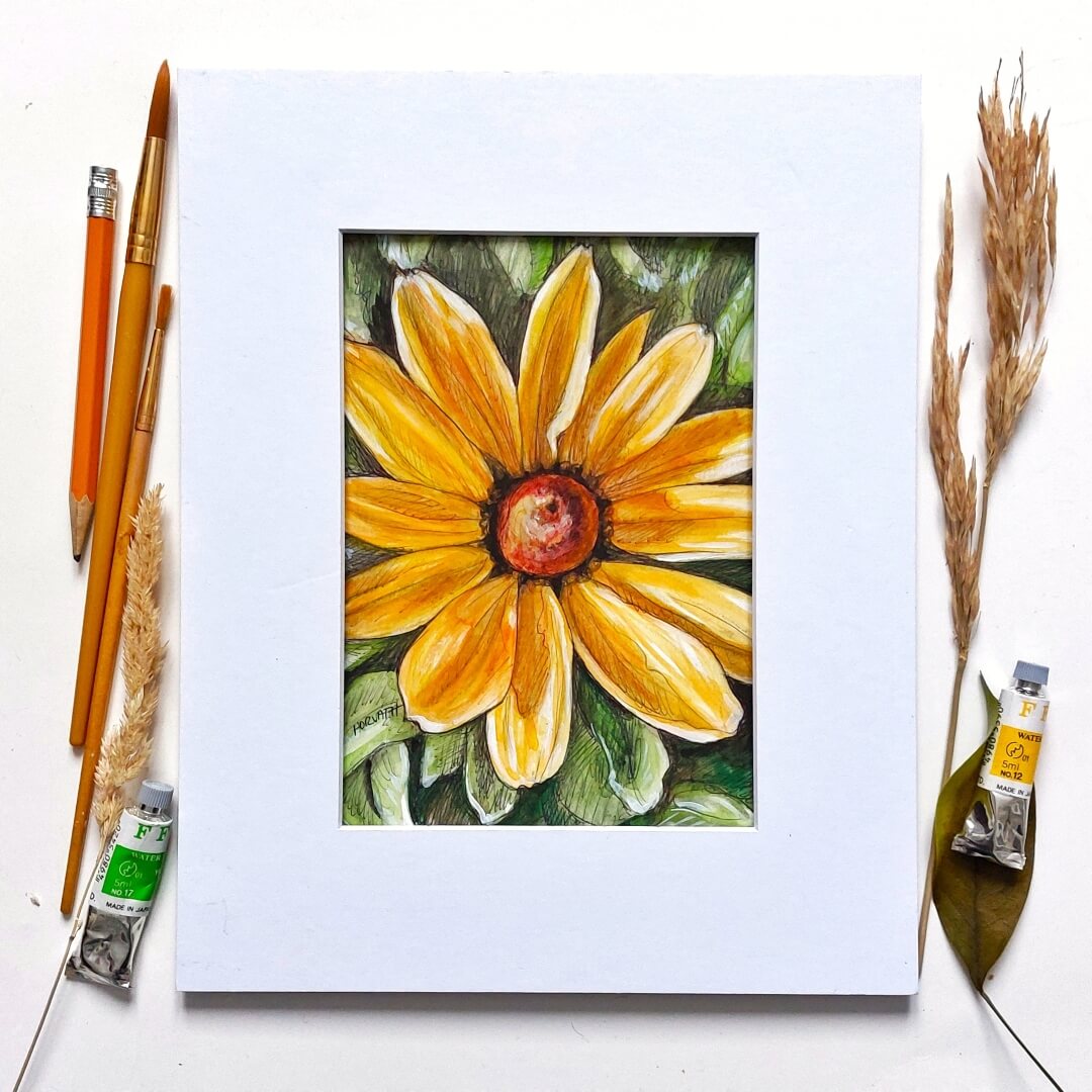 DAY 26 - Rudbeckia - Original Daily Draw to Paint