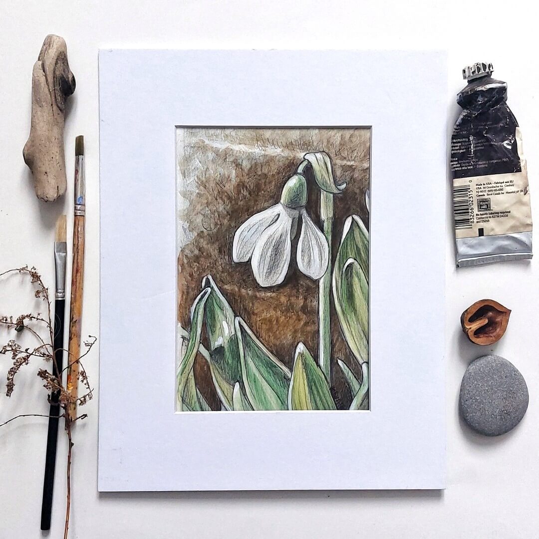 DAY 7 - Snowdrops - Original Daily Draw to Paint