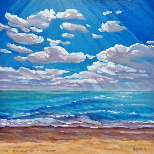 Sparkling Waters, Original Painting 8x8