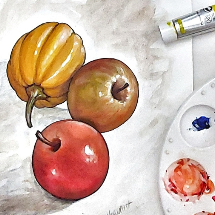 Squash Apples - Original Painting on Paper