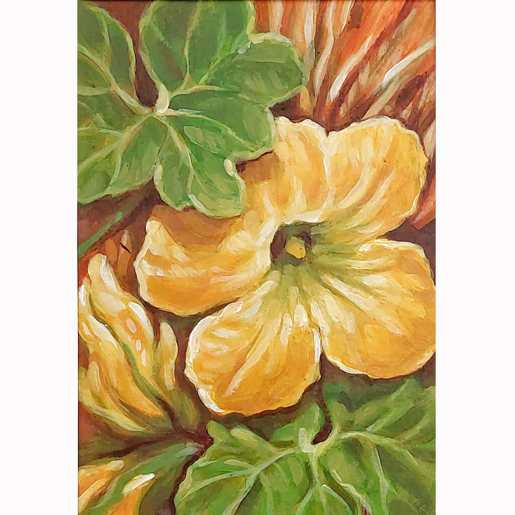 Yellow Squash Bloom - Original Painting on Paper by artist Cathy Horvath Buchanan