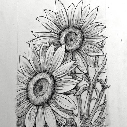 DAY 30 - Sunflowers - Original Daily Draw to Paint