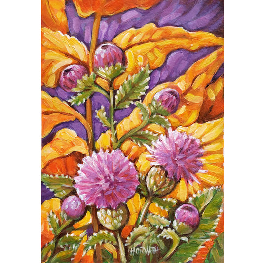 Wild Thistles, Original Painting on Paper by artist Cathy Horvath Buchanan