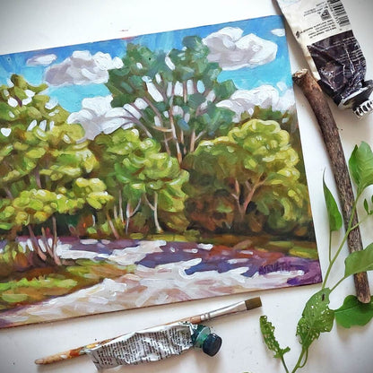 Green Trees Lane, Plein Air Original Painting 8x10