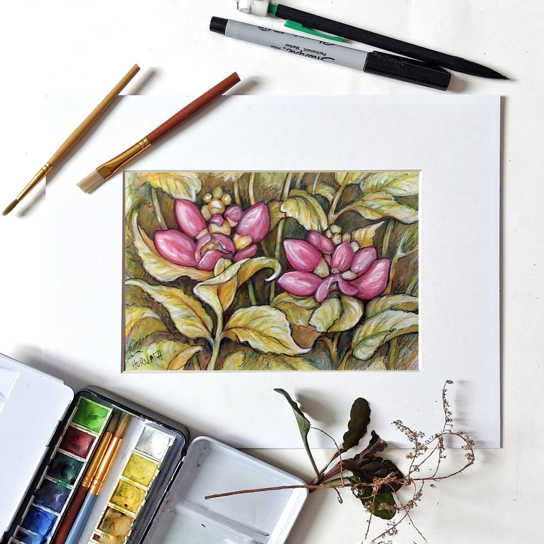 Turtlehead Plant, Plein Air Original Painting