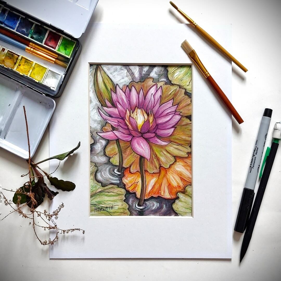 Water Lily, Plein Air Original Painting
