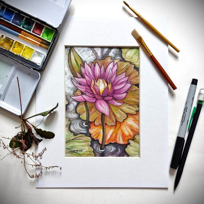 Water Lily, Plein Air Original Painting