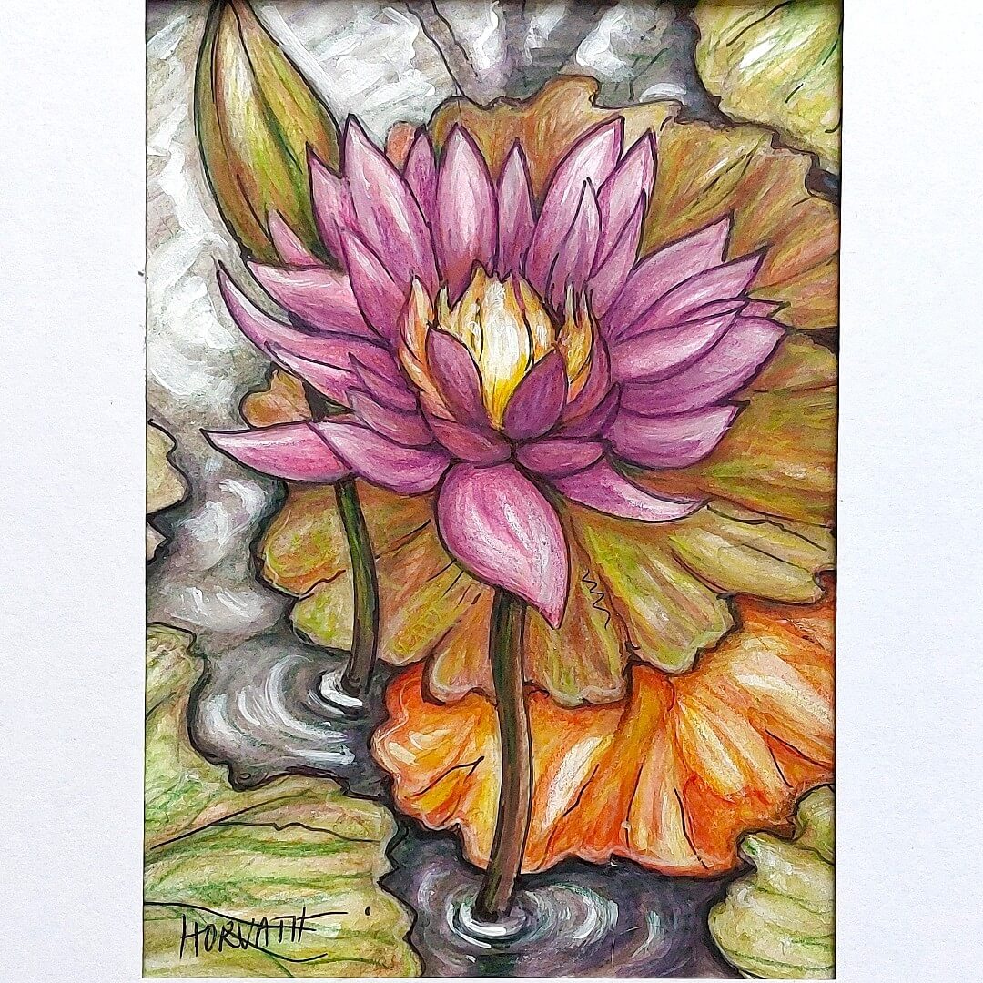 Water Lily, Plein Air Original Painting