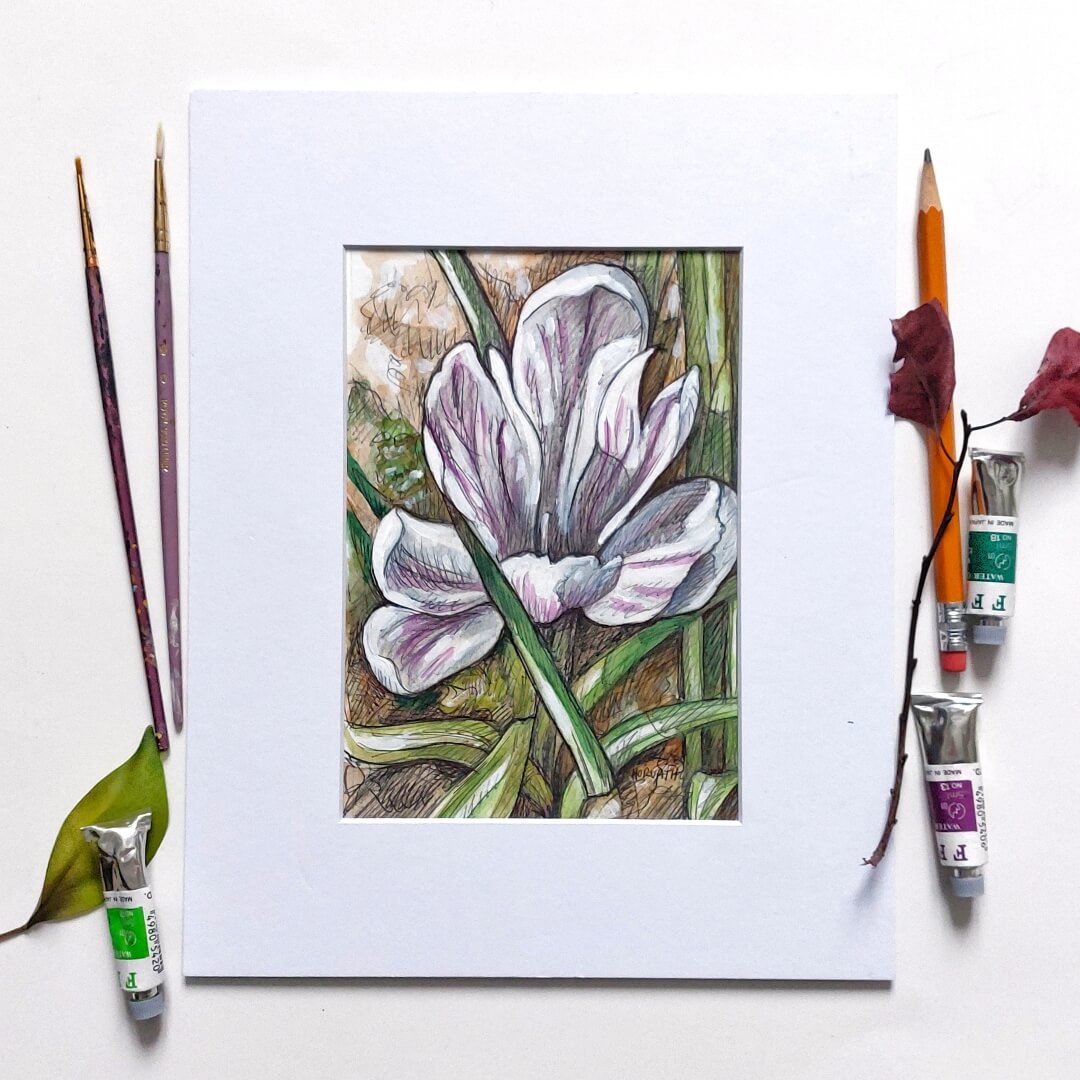 DAY 19 - White Crocus - Original Daily Draw to Paint