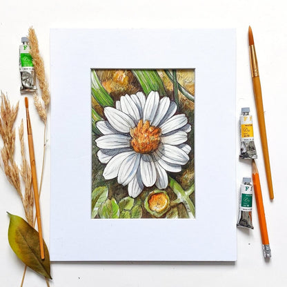 DAY 24 - White Zinnia - Original Daily Draw to Paint