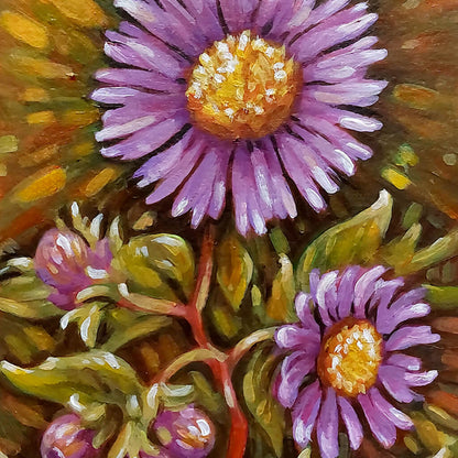 Wild Asters Original Painting on Paper detail by artist Cathy Horvath Buchanan