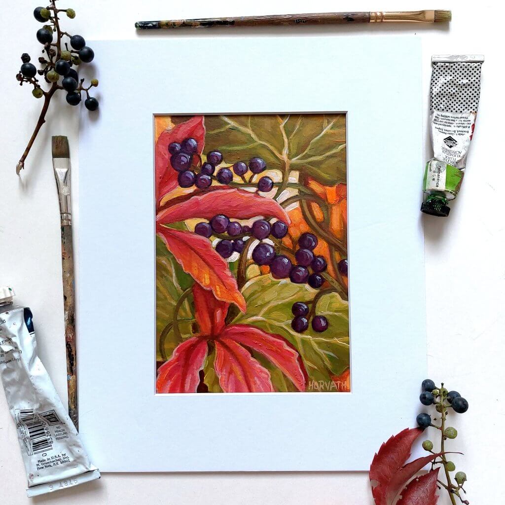DAY 24 -Wild Grapes Original Painting - Autumn Art Journal