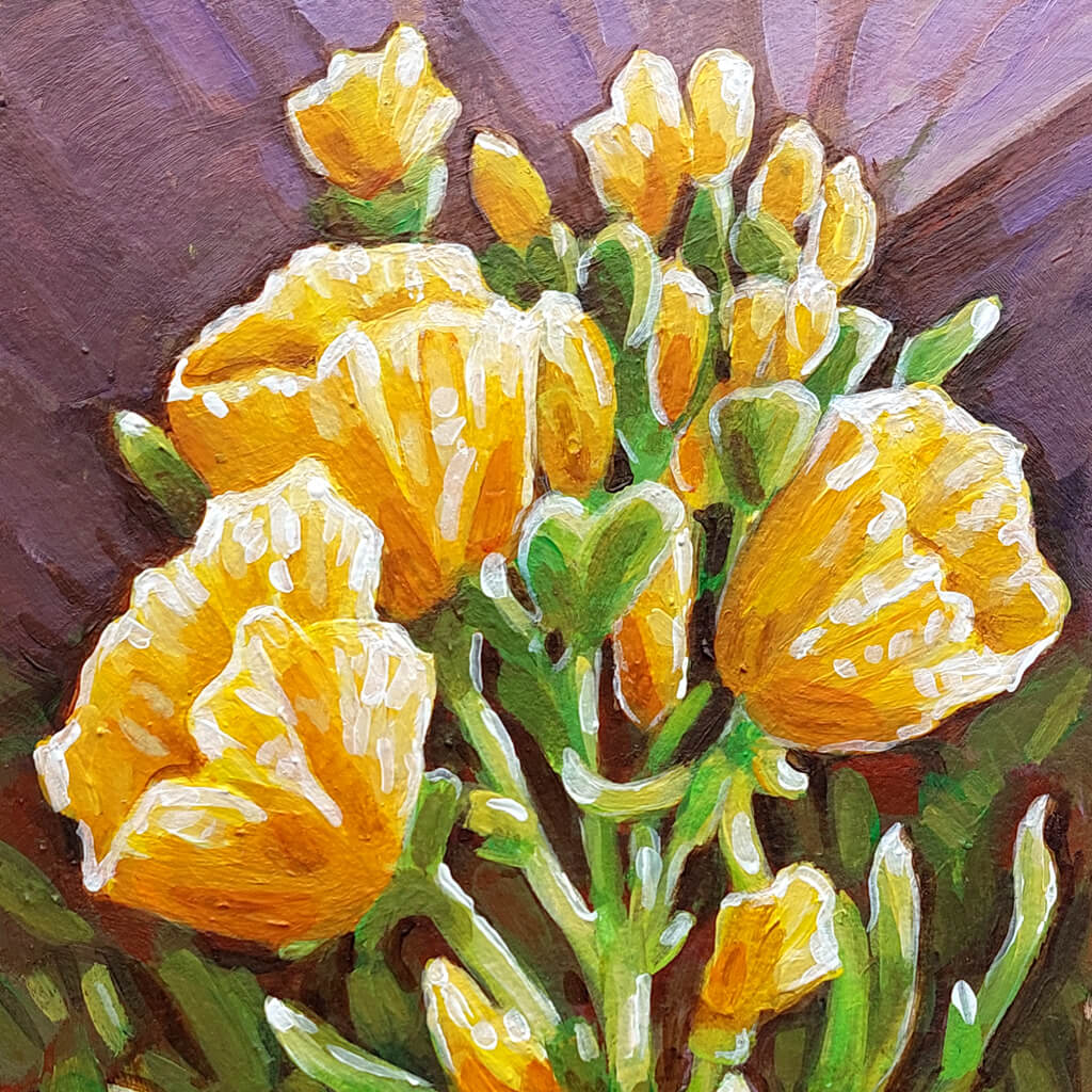 Wild Yellow Original Painting on Paper detail by artist Cathy Horvath Buchanan