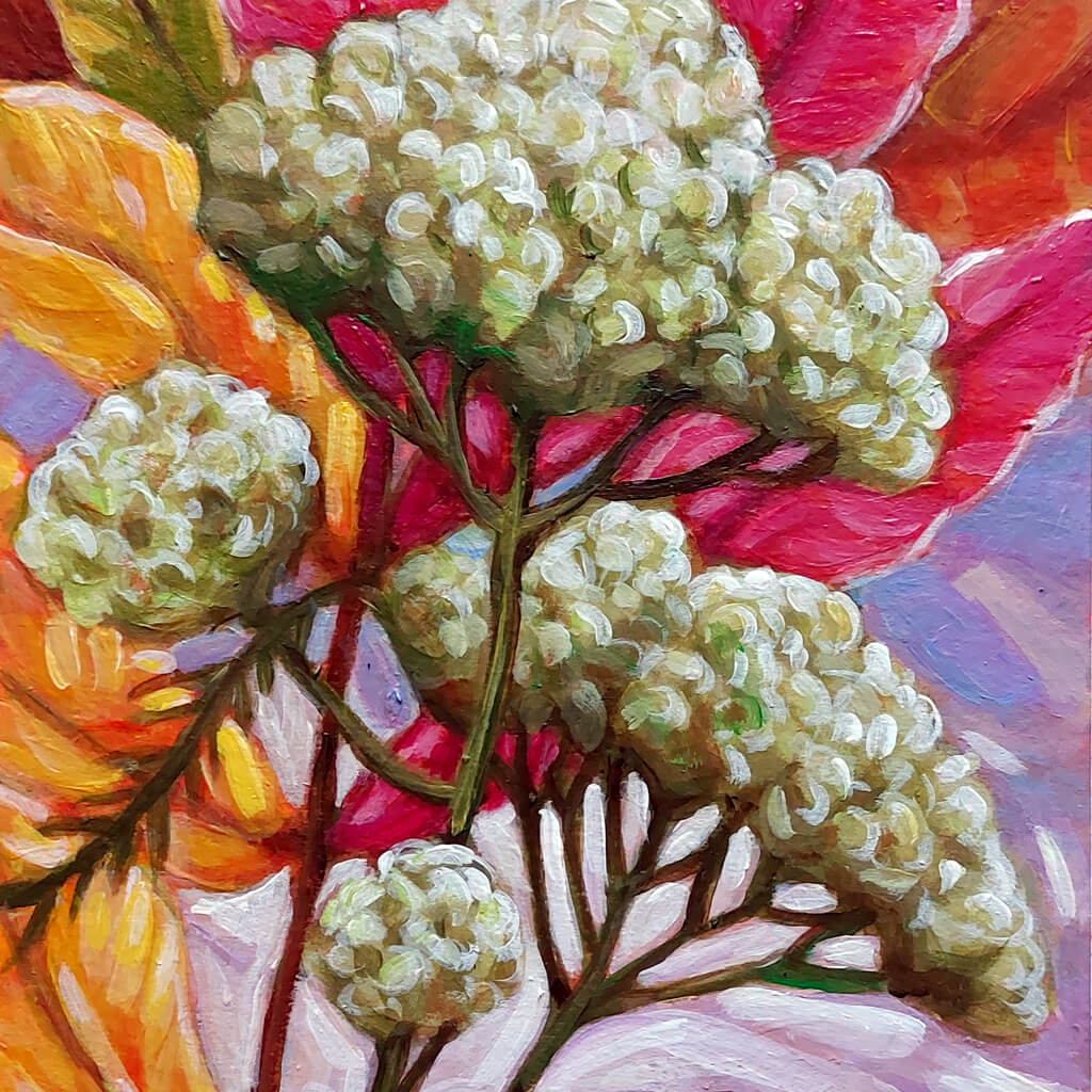 Yarrow, Original Painting on Paper detail by artist Cathy Horvath Buchanan