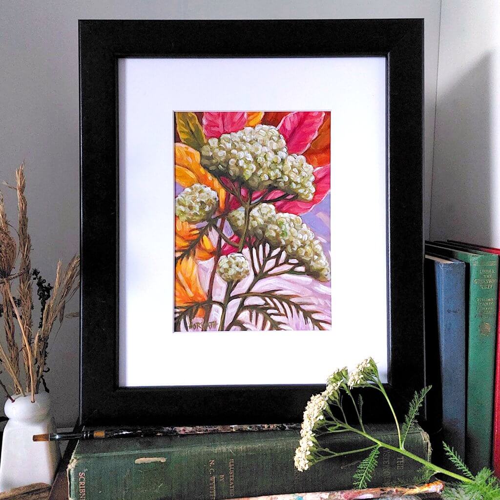 Yarrow, Original Painting on Paper framed by artist Cathy Horvath Buchanan