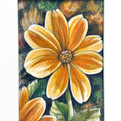 DAY 9 - Yellow Dahlia - Original Daily Draw to Paint