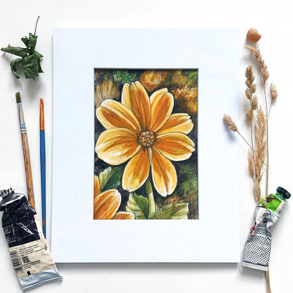 DAY 9 - Yellow Dahlia - Original Daily Draw to Paint