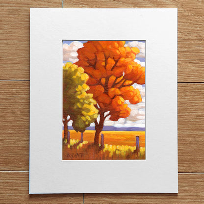 Back Road Tree Colors, Petite Paper Landscape Original Painting