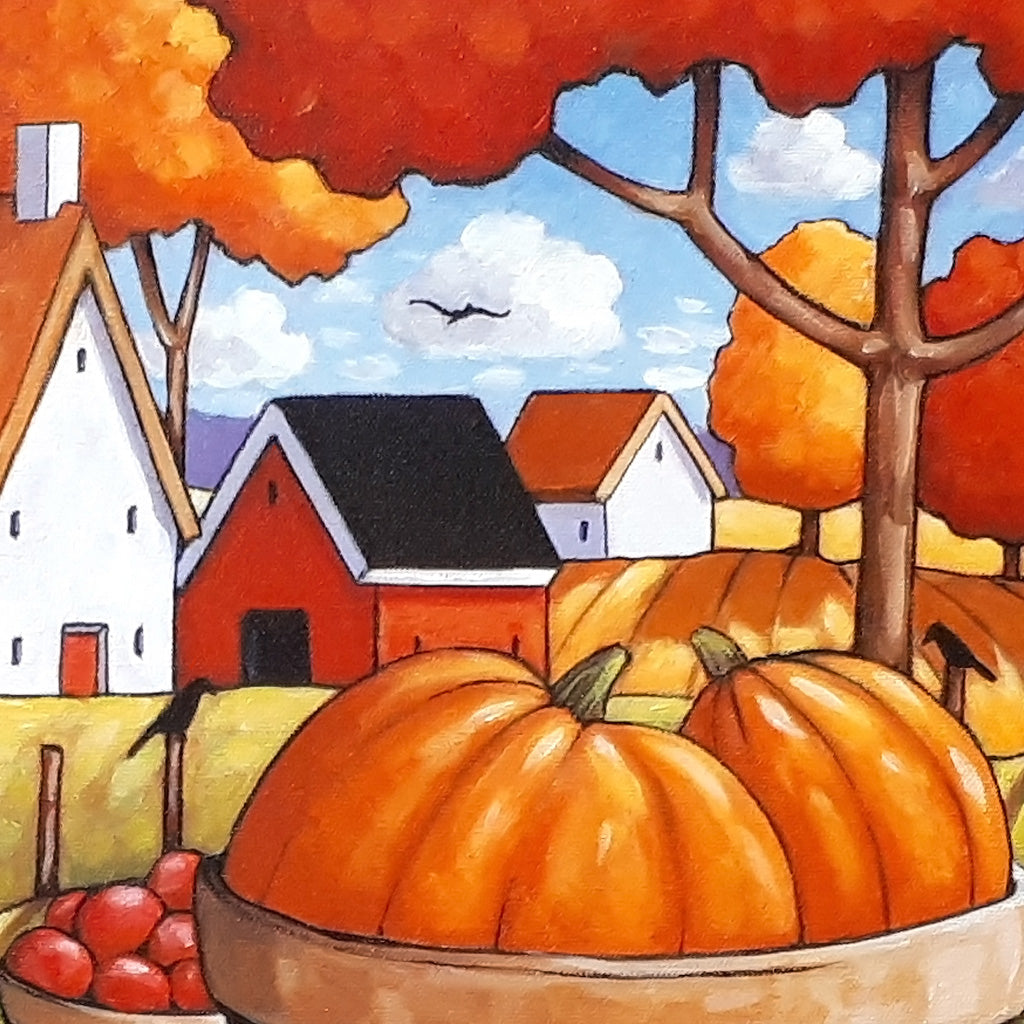 Country Pumpkins Harvest detail- Original Painting by artist Cathy Horvath Buchanan