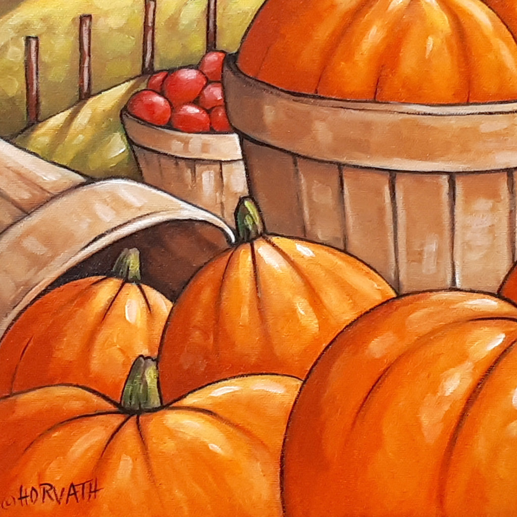 Country Pumpkins Harvest detail- Original Painting by artist Cathy Horvath Buchanan