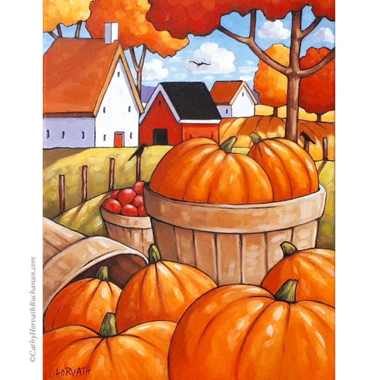 Country Pumpkins Harvest - Original Painting by artist Cathy Horvath Buchanan