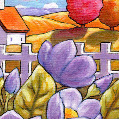 fenced country blooms painting detail 2 by cathy horvath buchanan