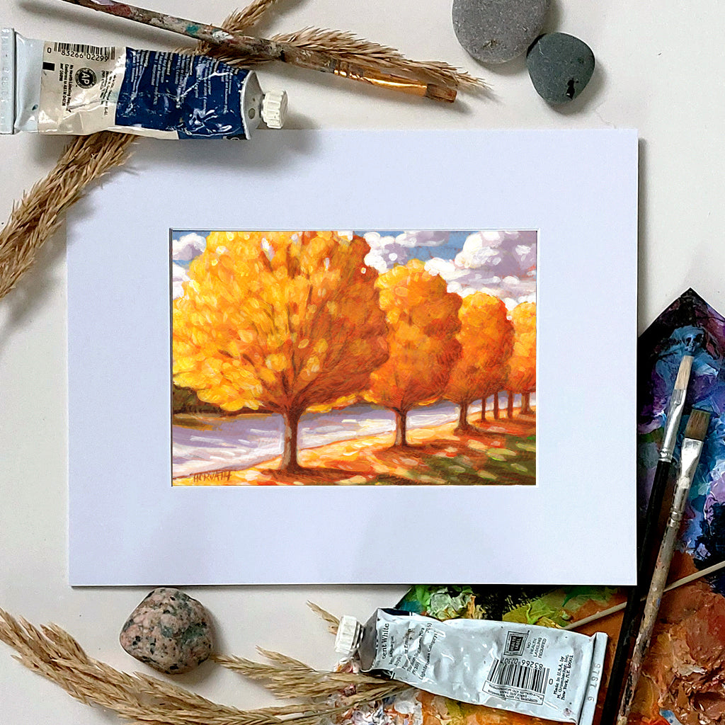 Golden Tree Line - Original Painting on Paper