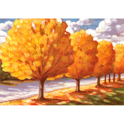Golden Tree Line - Original Painting on Paper