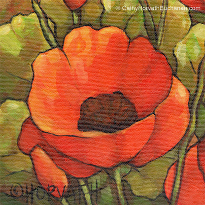large red poppies landscape painting detail 1 by cathy horvath buchanan