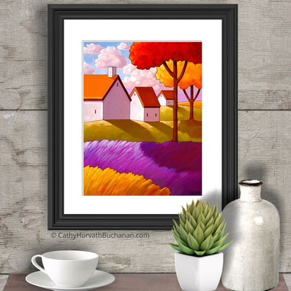 Lavender Fringe Cottages - Art Print by artist Cathy Horvath Buchanan
