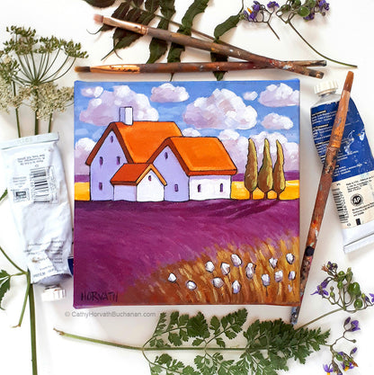 Little Lavender Field - Original Painting art by cathy horvath buchanan