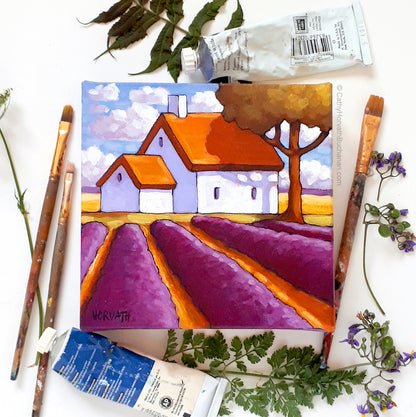 Little Lavender Rows - Original Painting art by cathy horvath buchanan