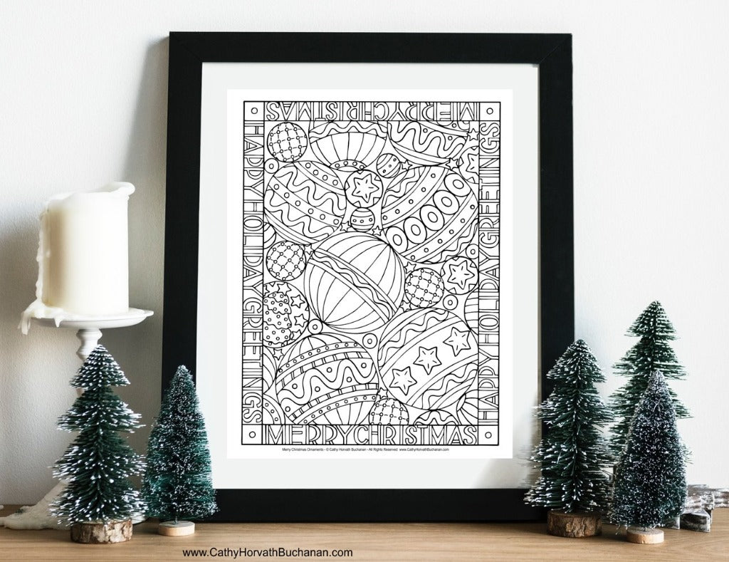 Christmas Holiday 8 Coloring Pages, PDF Printable Download Designs by Cathy Horvath Buchanan