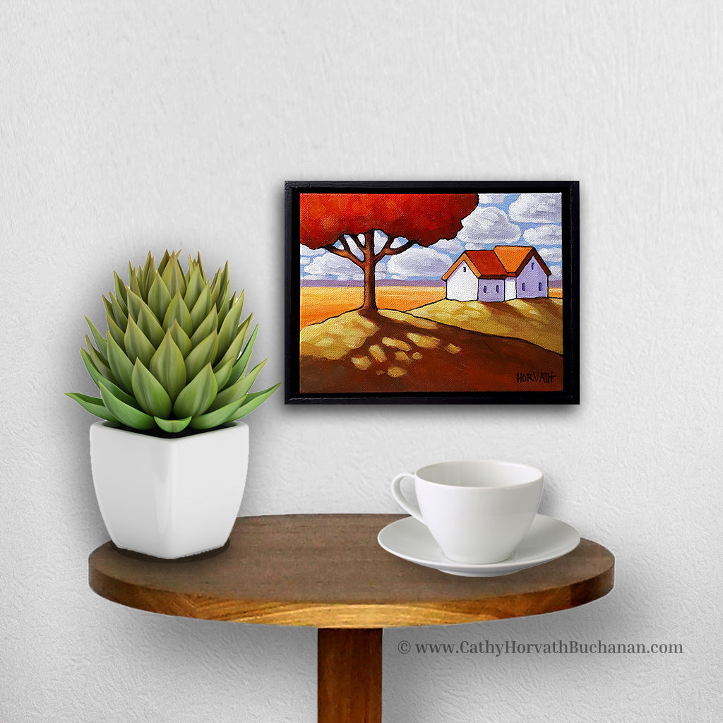 Red Tree Cottage Plains - Original Painting in setting