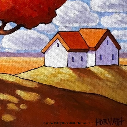 Red Tree Cottage Plains - Original Painting detail