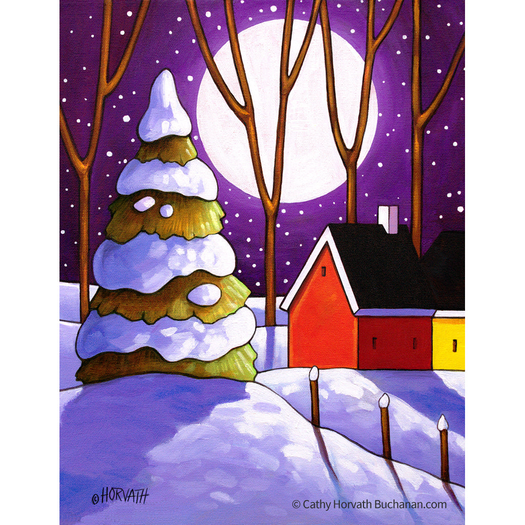 Moon Snow Purple - Art Print by artist Cathy Horvath Buchanan