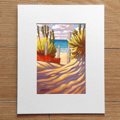 Port Franks Beach Path, Petite Paper Landscape Original Painting